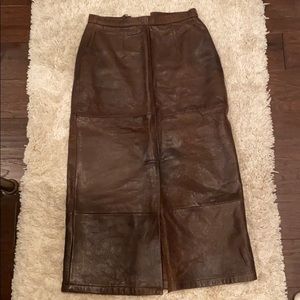 Vintage Mid calf leather skirt Banana Republic